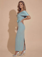 Celeste Bardot Maxikleid – Sea Mist