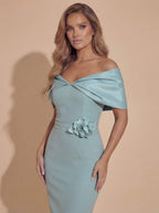 Celeste Bardot Maxikleid – Sea Mist