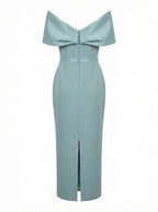 Celeste Bardot Maxikleid – Sea Mist