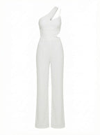 Claudia One-Shoulder Cut-Out Jumpsuit – Weiß