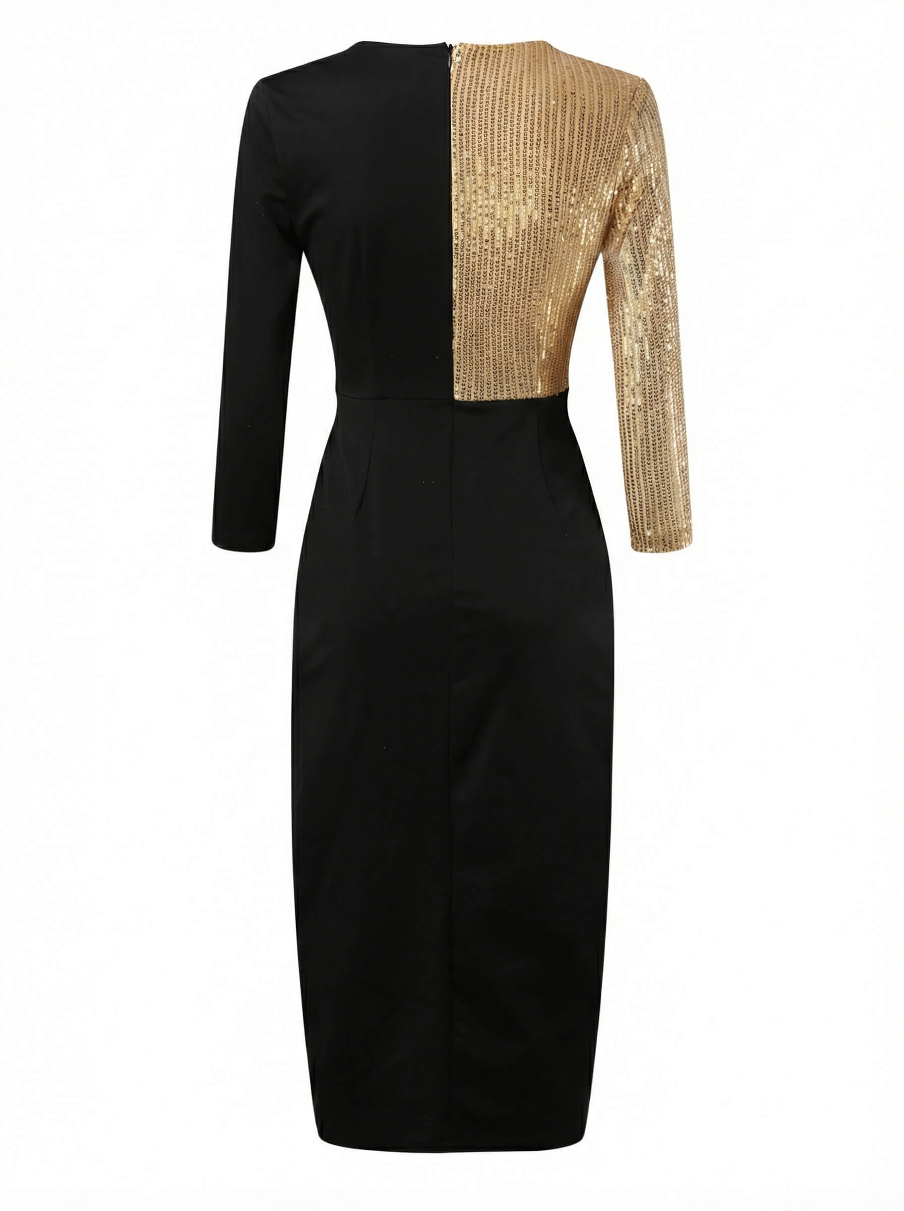 Damen Abendkleid – Schwarz-Goldenes Partykleid mit Glitzer