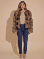 Damen Kunstpelzjacke – Luxuriöse Flausch Winter Faux Fur Coat