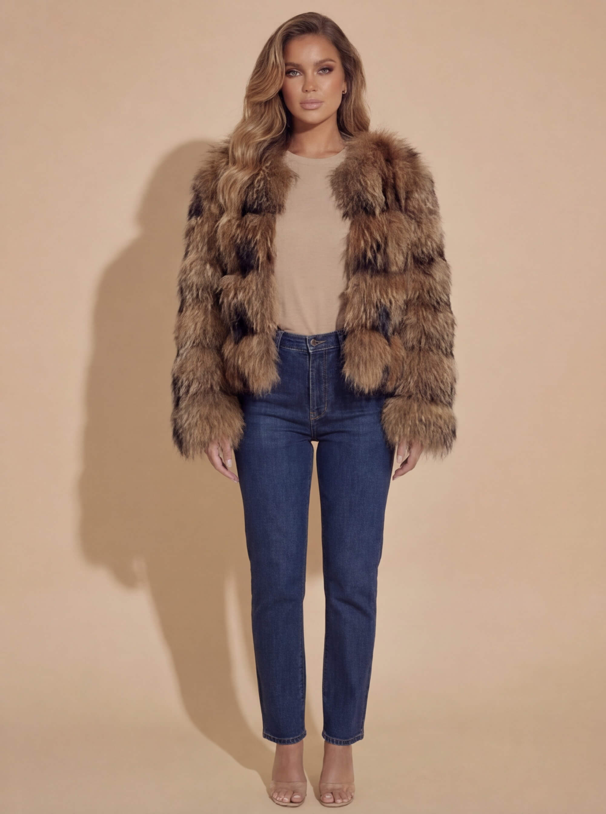 Damen Kunstpelzjacke – Luxuriöse Flausch Winter Faux Fur Coat