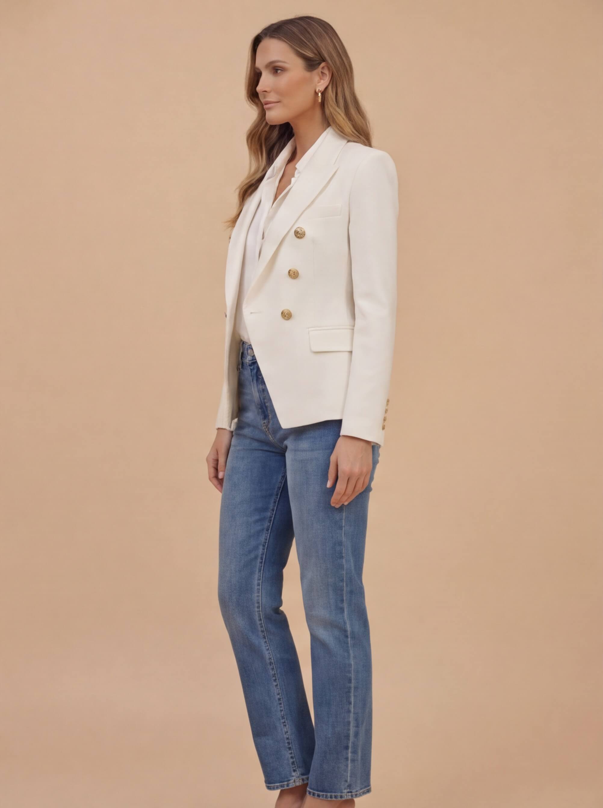 Damen Blazer – Eleganter Doppelreihiger Premium Blazer mit Goldknöpfen