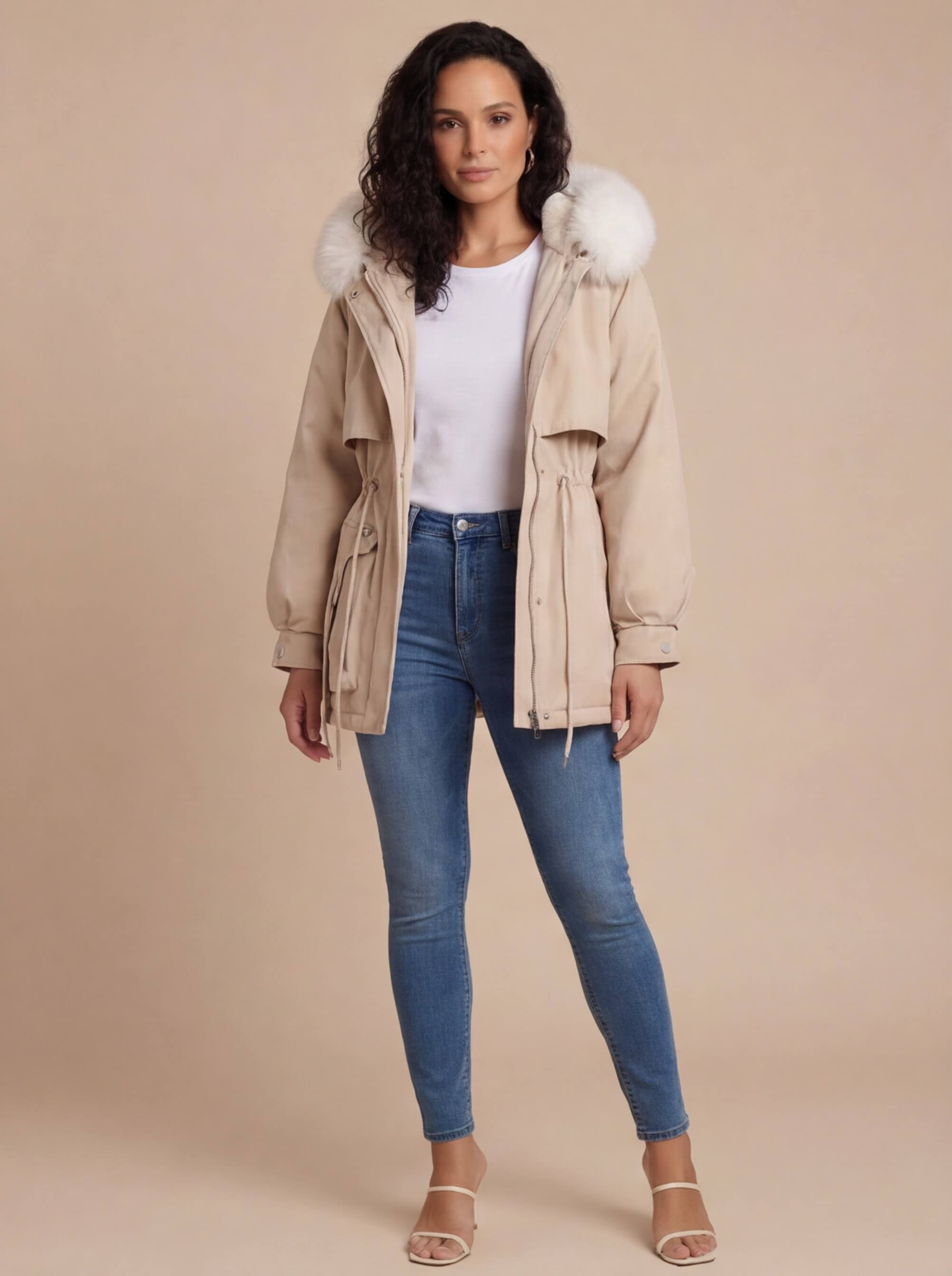 Damen Daunenjacke mit abnehmbarem Kragen
