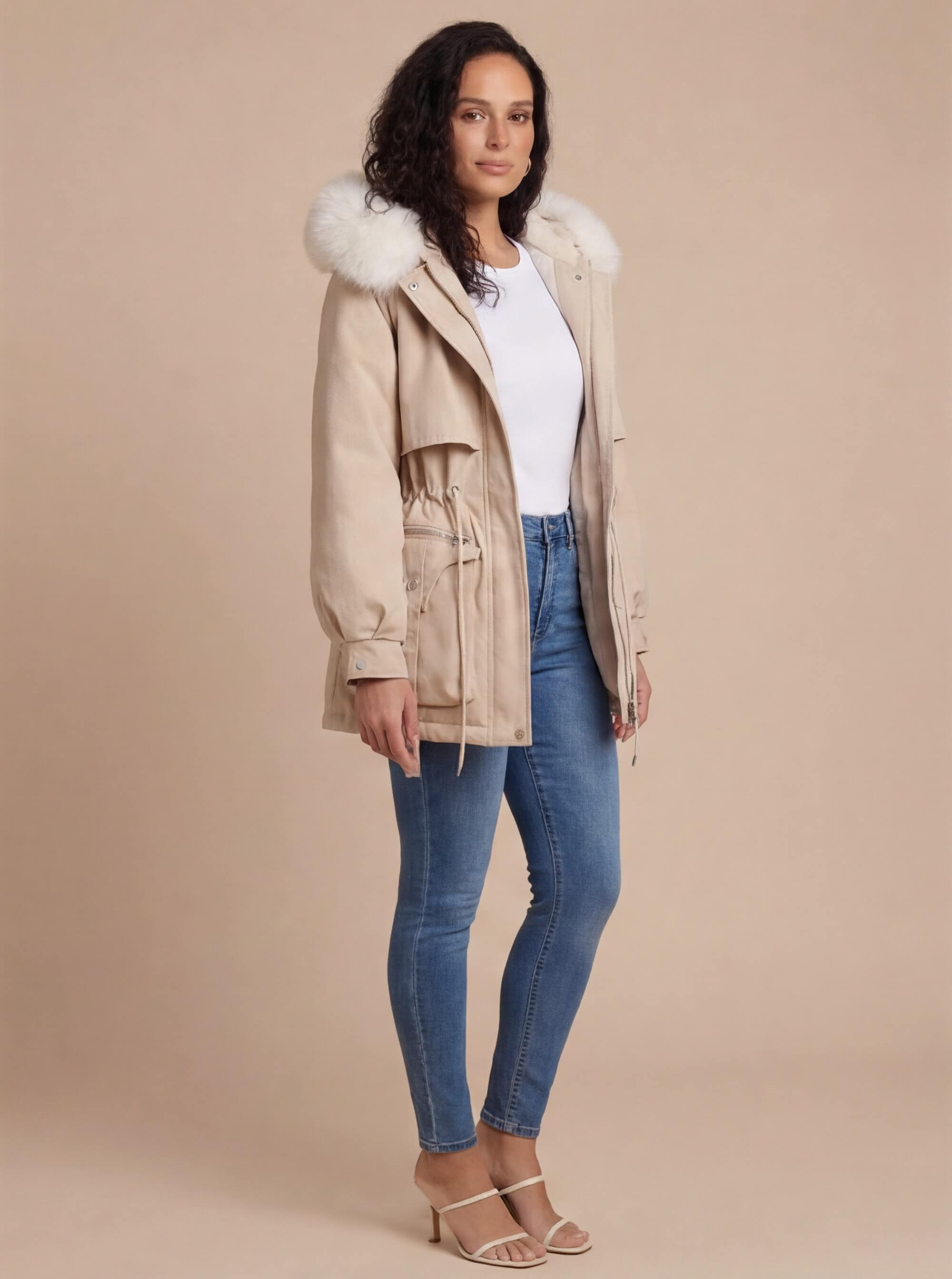 Damen Daunenjacke mit abnehmbarem Kragen