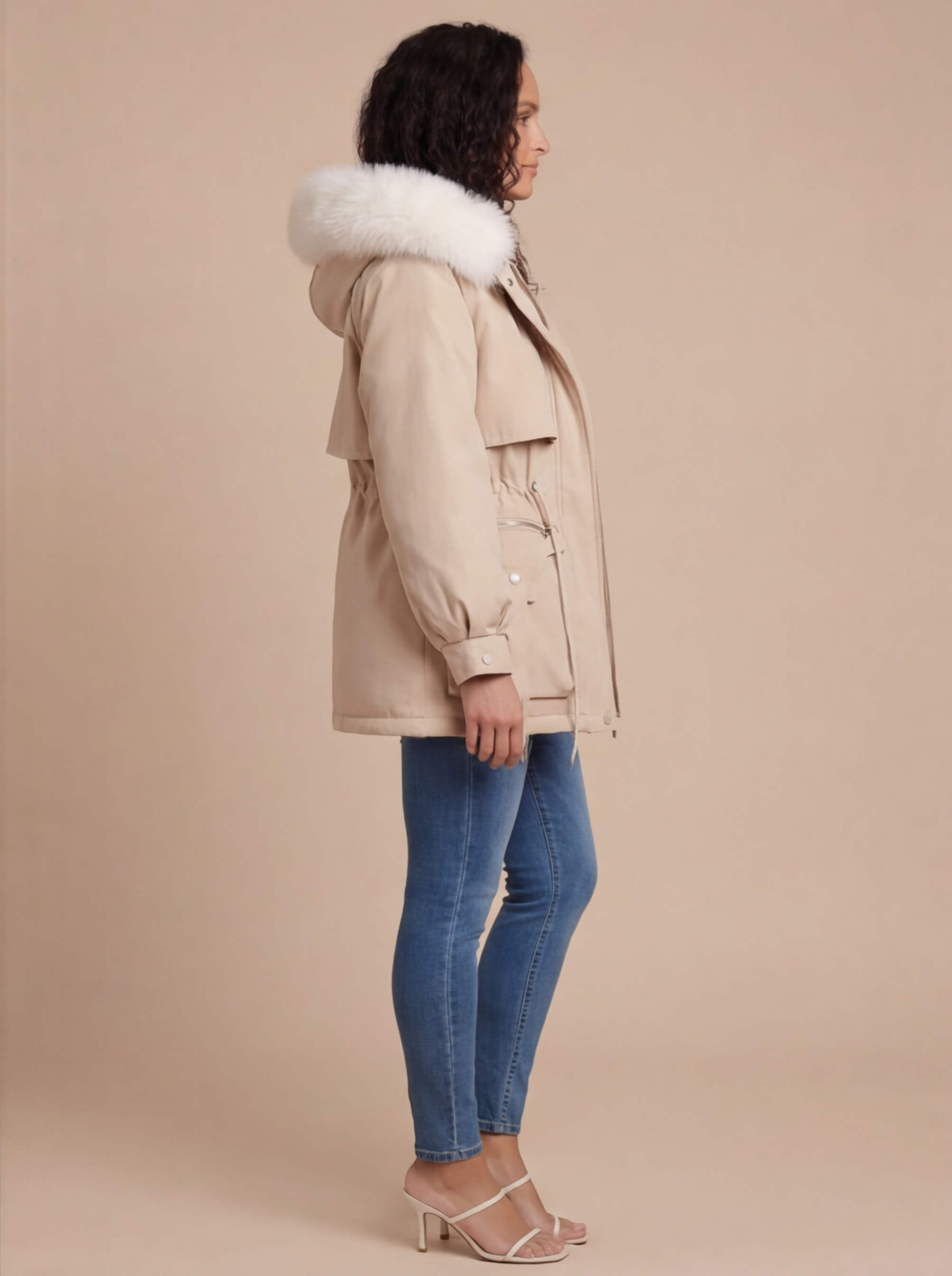 Damen Daunenjacke mit abnehmbarem Kragen