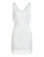 Damen Cocktailkleid – Goldenes Fransen Luxus Party Dress