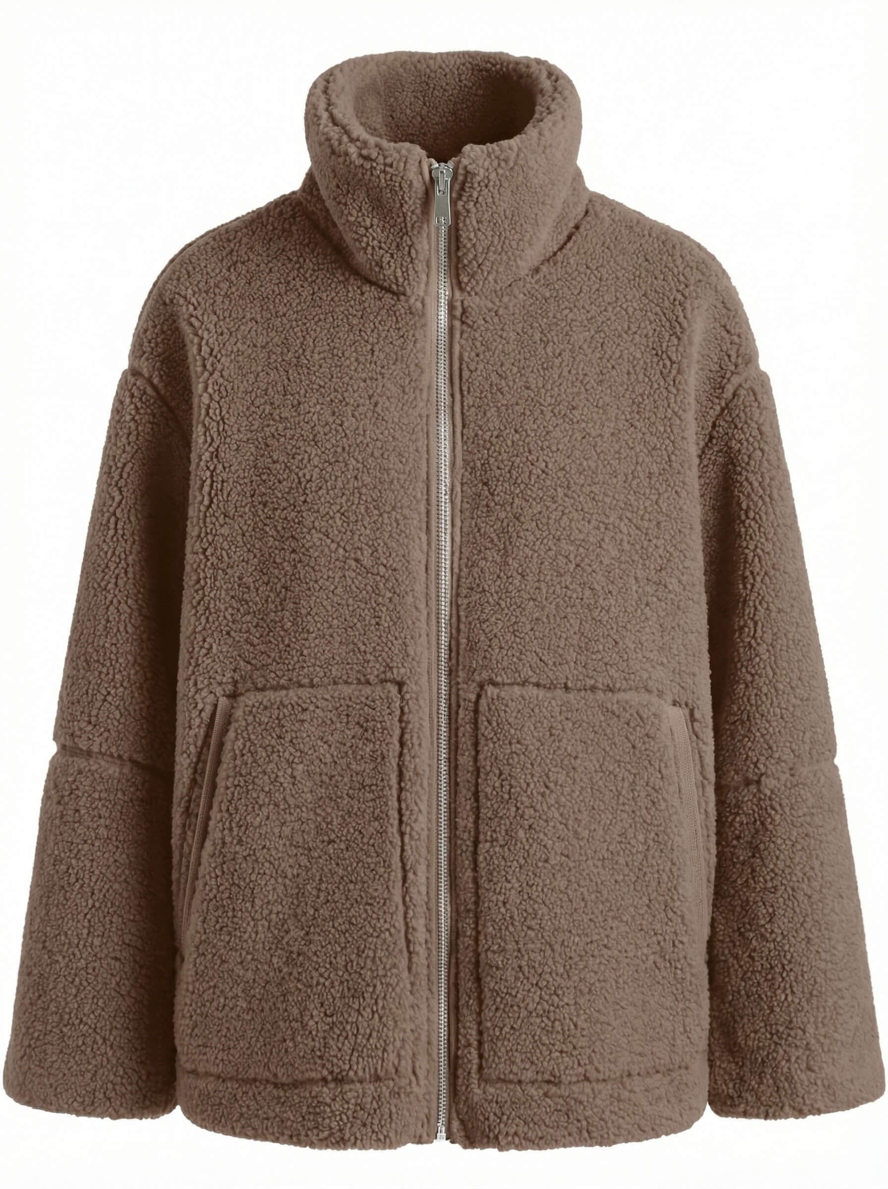 Damen Fleecejacke – Kuschelige Teddy Winterjacke mit Reißverschluss