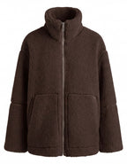 Damen Fleecejacke – Kuschelige Teddy Winterjacke mit Reißverschluss