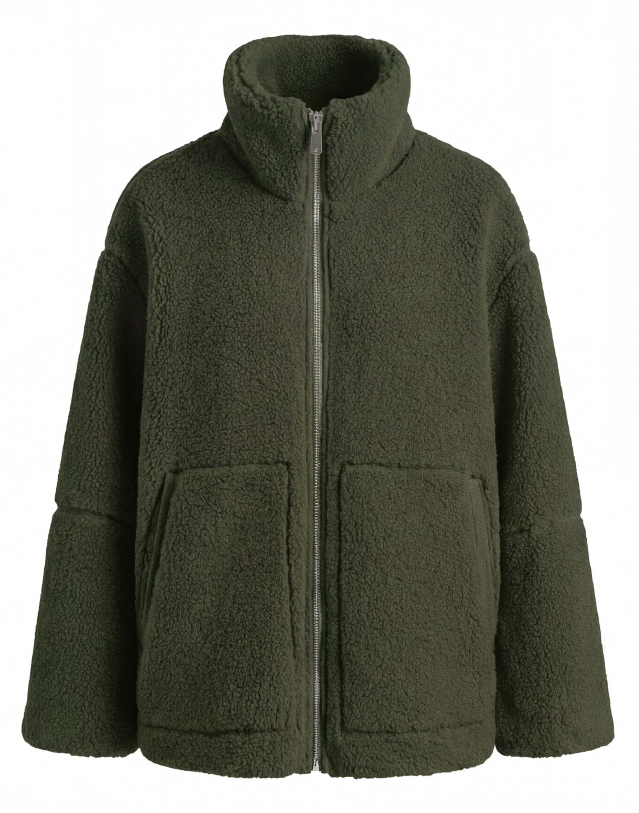 Damen Fleecejacke – Kuschelige Teddy Winterjacke mit Reißverschluss