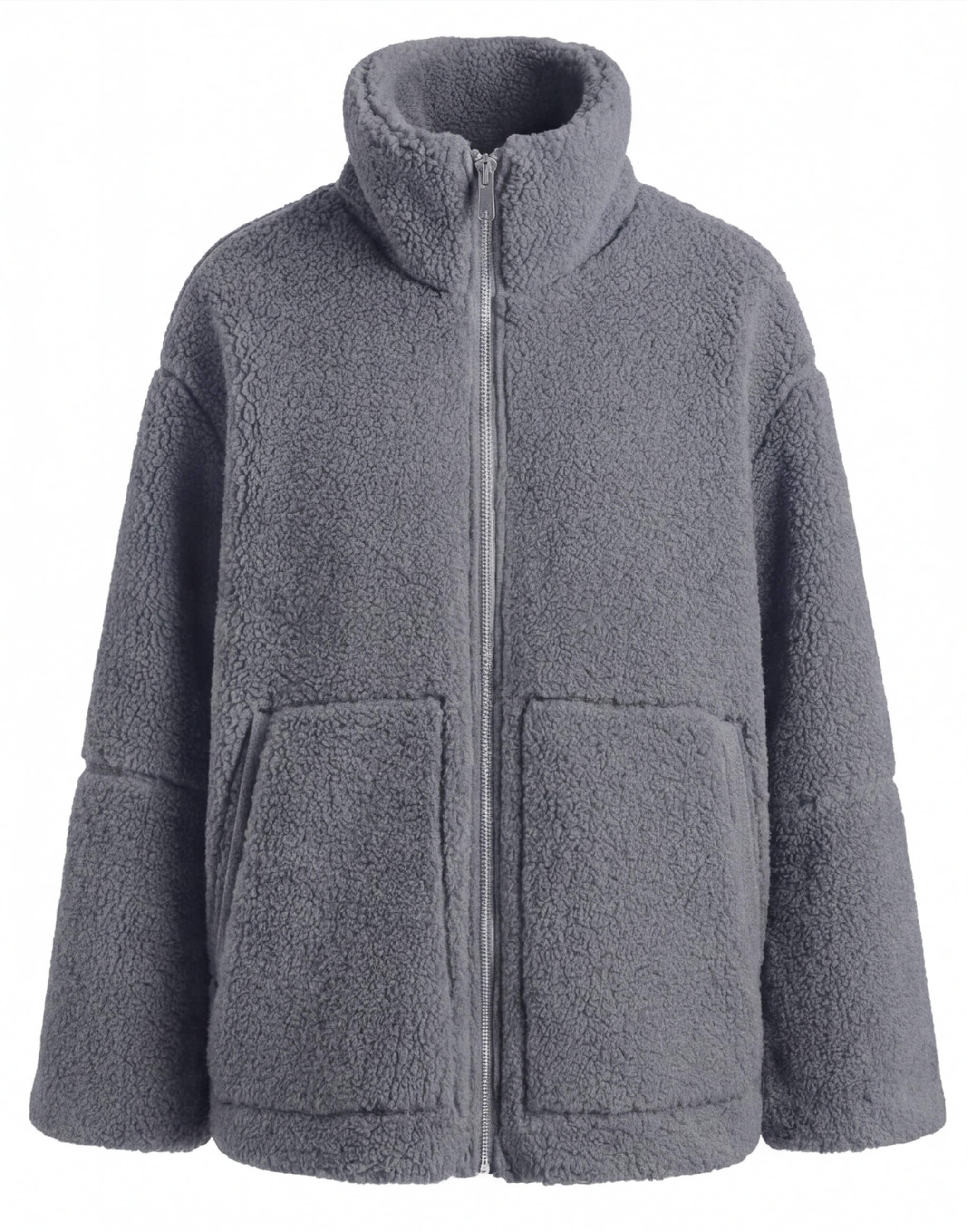 Damen Fleecejacke – Kuschelige Teddy Winterjacke mit Reißverschluss