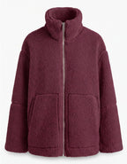 Damen Fleecejacke – Kuschelige Teddy Winterjacke mit Reißverschluss
