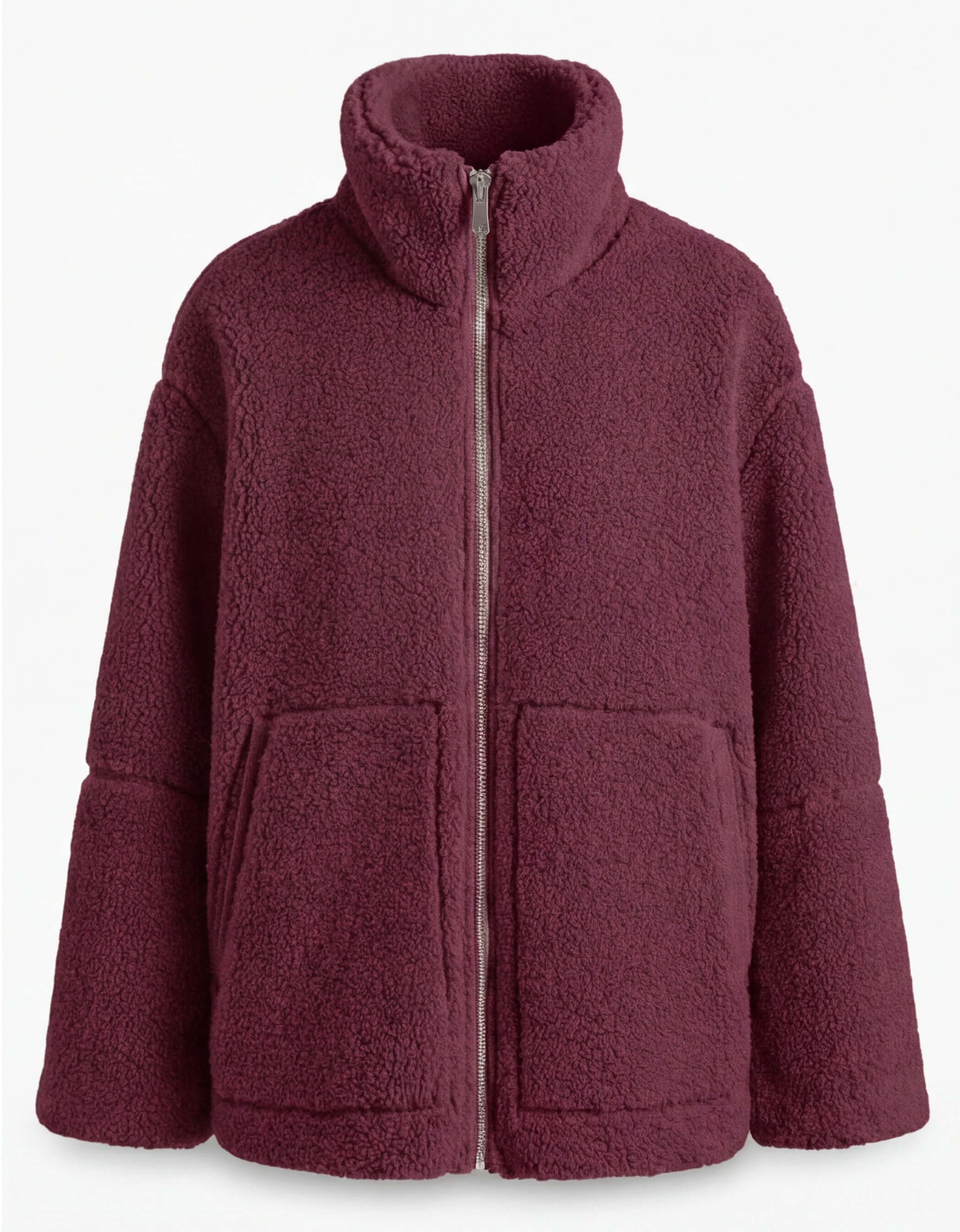 Damen Fleecejacke – Kuschelige Teddy Winterjacke mit Reißverschluss