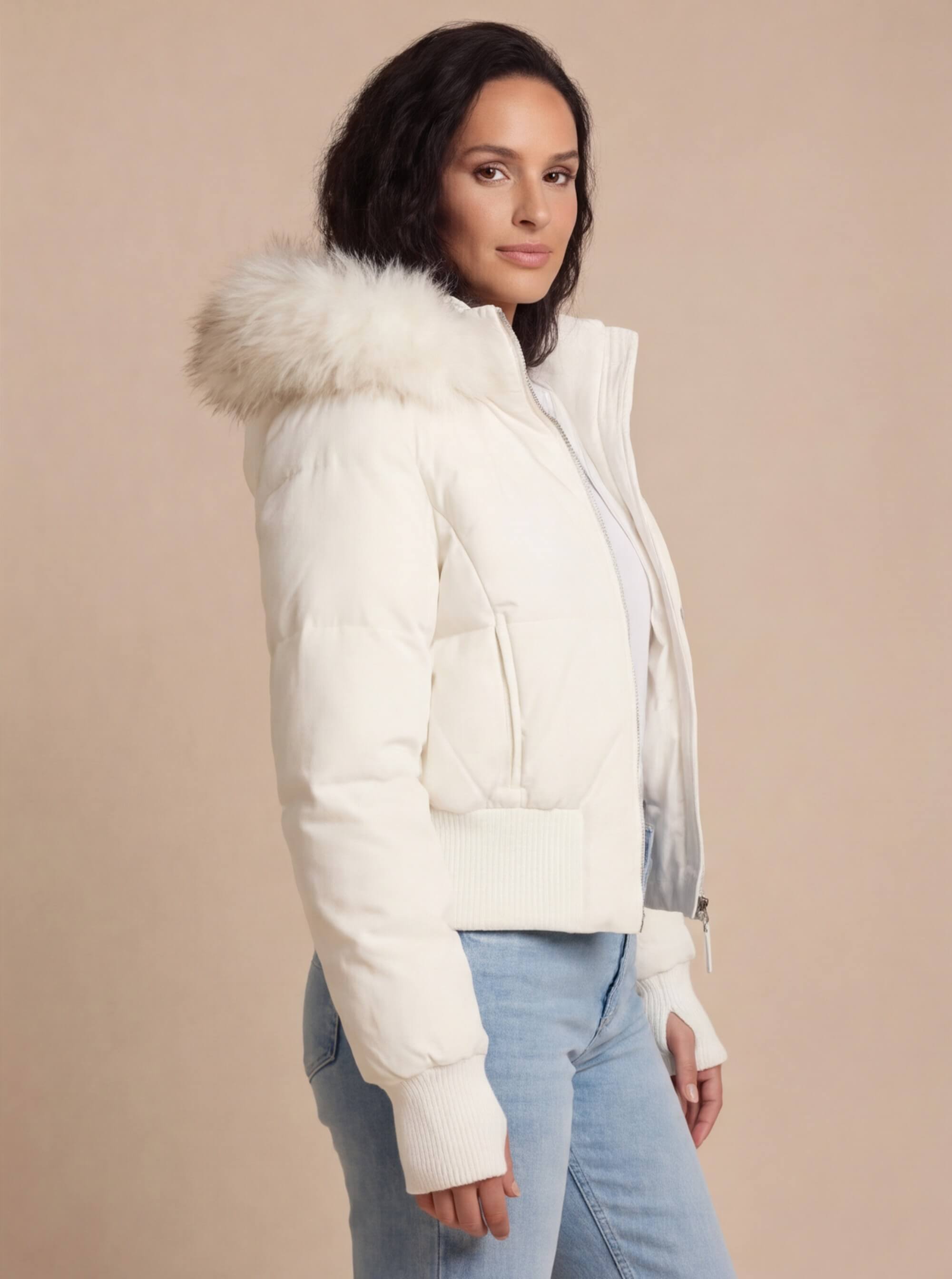 Damen Gestepptes Winterjacke - Abnehmbare Kapuze & Elastische Bündchen