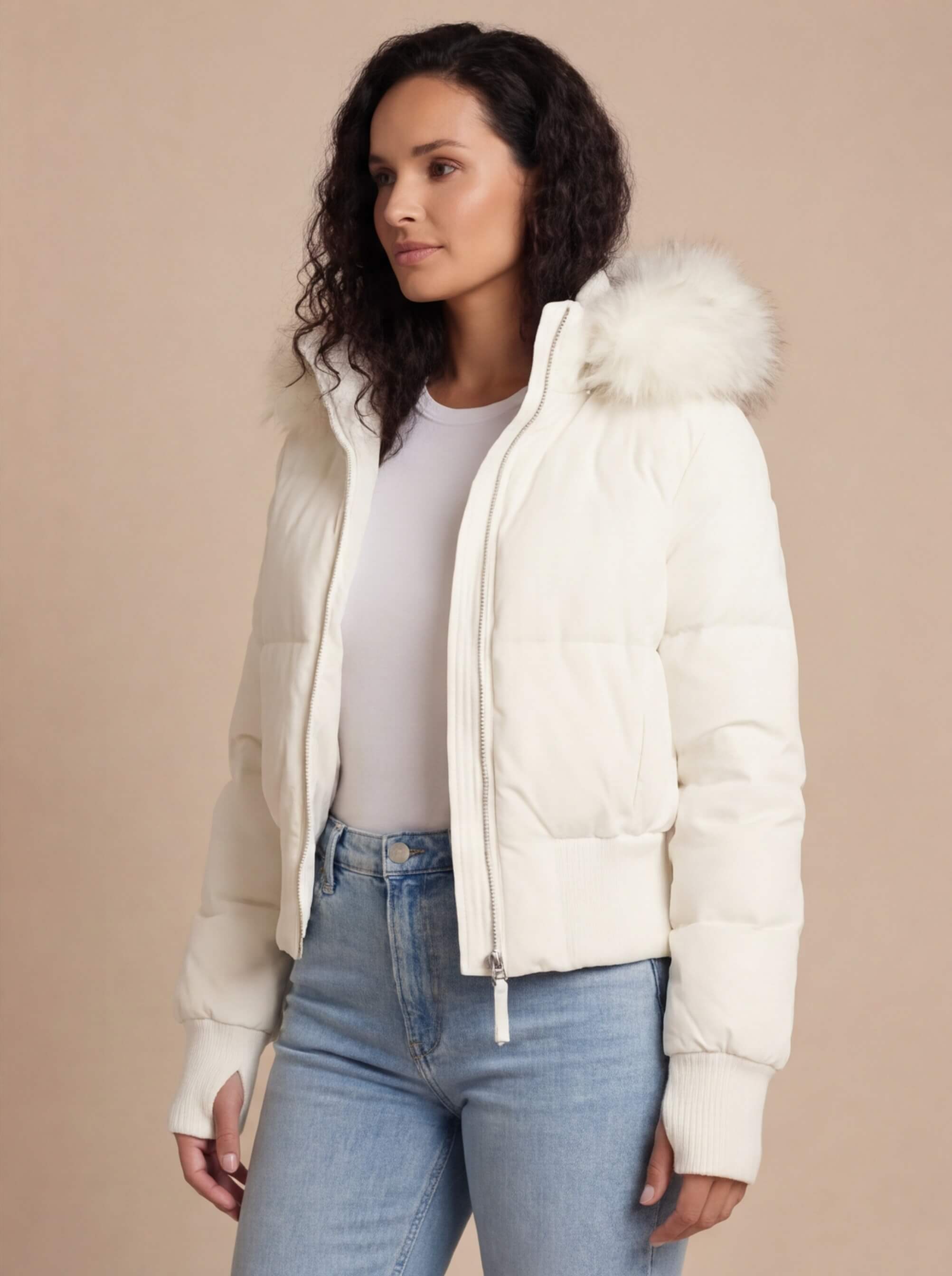 Damen Gestepptes Winterjacke - Abnehmbare Kapuze & Elastische Bündchen