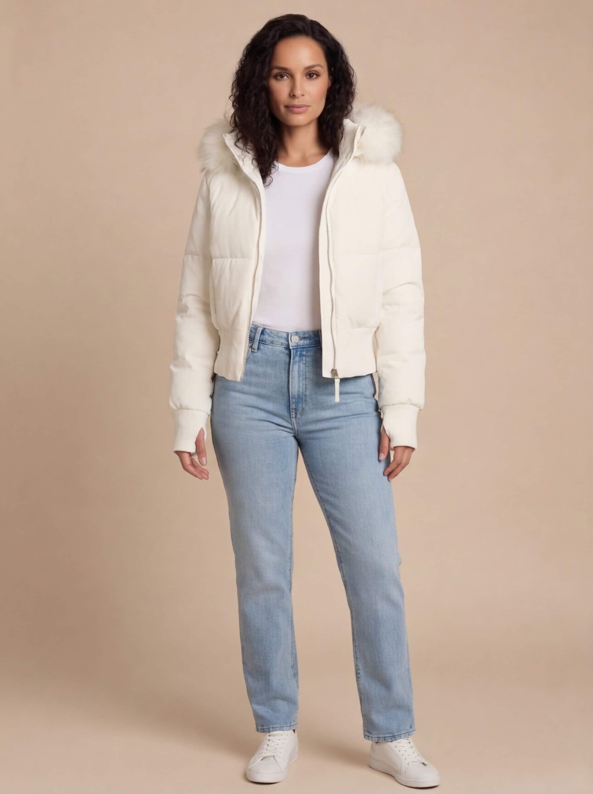 Damen Gestepptes Winterjacke - Abnehmbare Kapuze & Elastische Bündchen