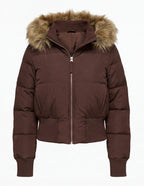 Damen Gestepptes Winterjacke - Abnehmbare Kapuze & Elastische Bündchen