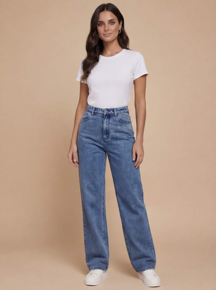 Damen Jeans – High-Waist Straight-Leg Denim