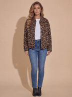 Damen Jacke – Trendige Oversize Jacke mit Leopardenprint