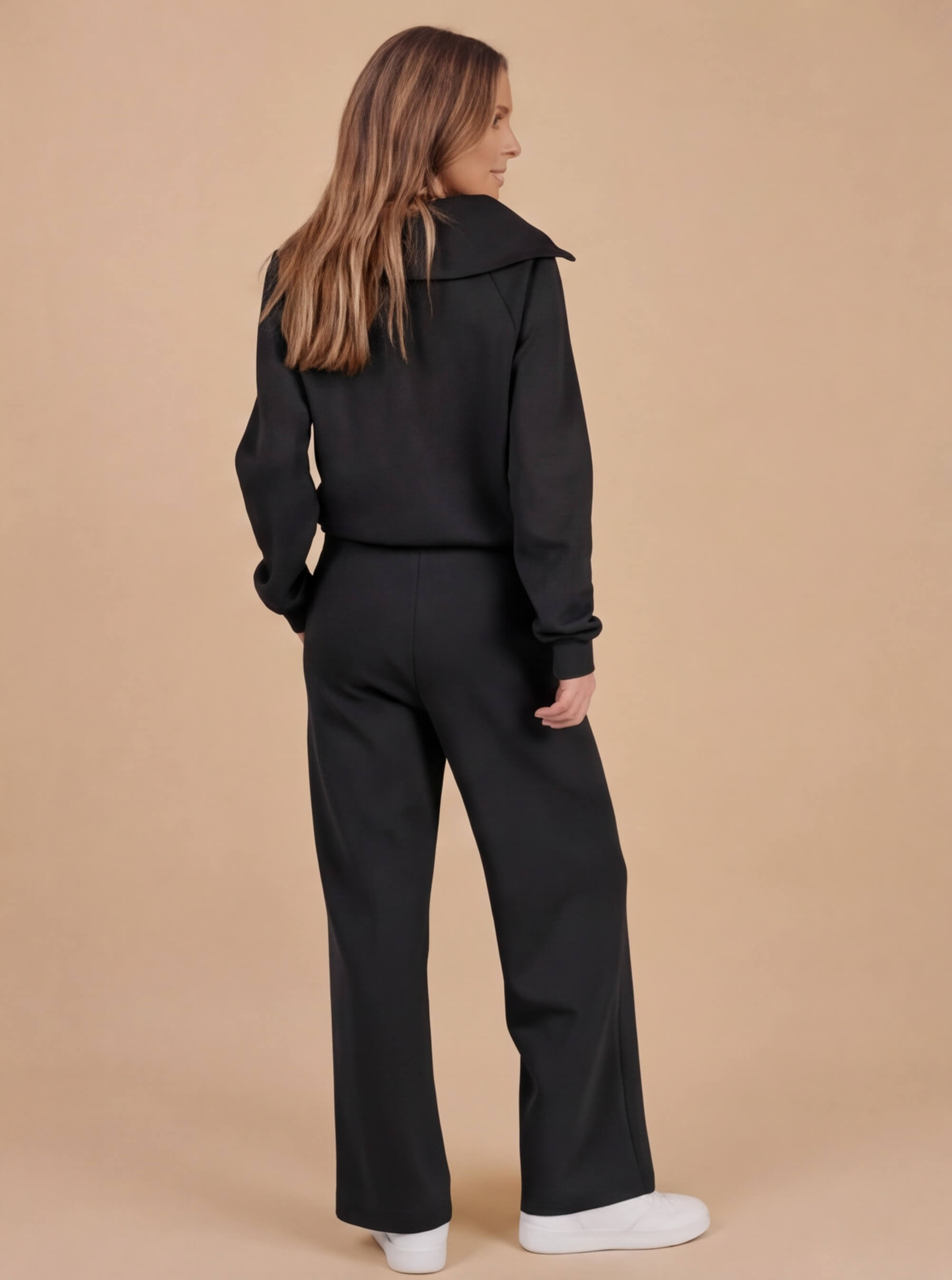 Damen Lounge Set – Weites Sweatshirt & Komfort-Hose mit Kragen