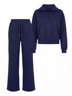 Damen Lounge Set – Weites Sweatshirt & Komfort-Hose mit Kragen