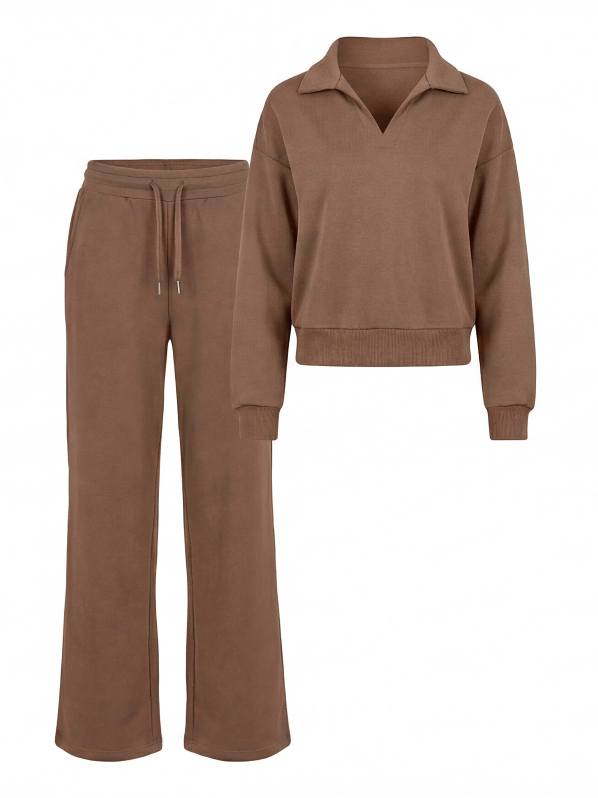 Damen Lounge Set – Weites Sweatshirt & Komfort-Hose mit Kragen
