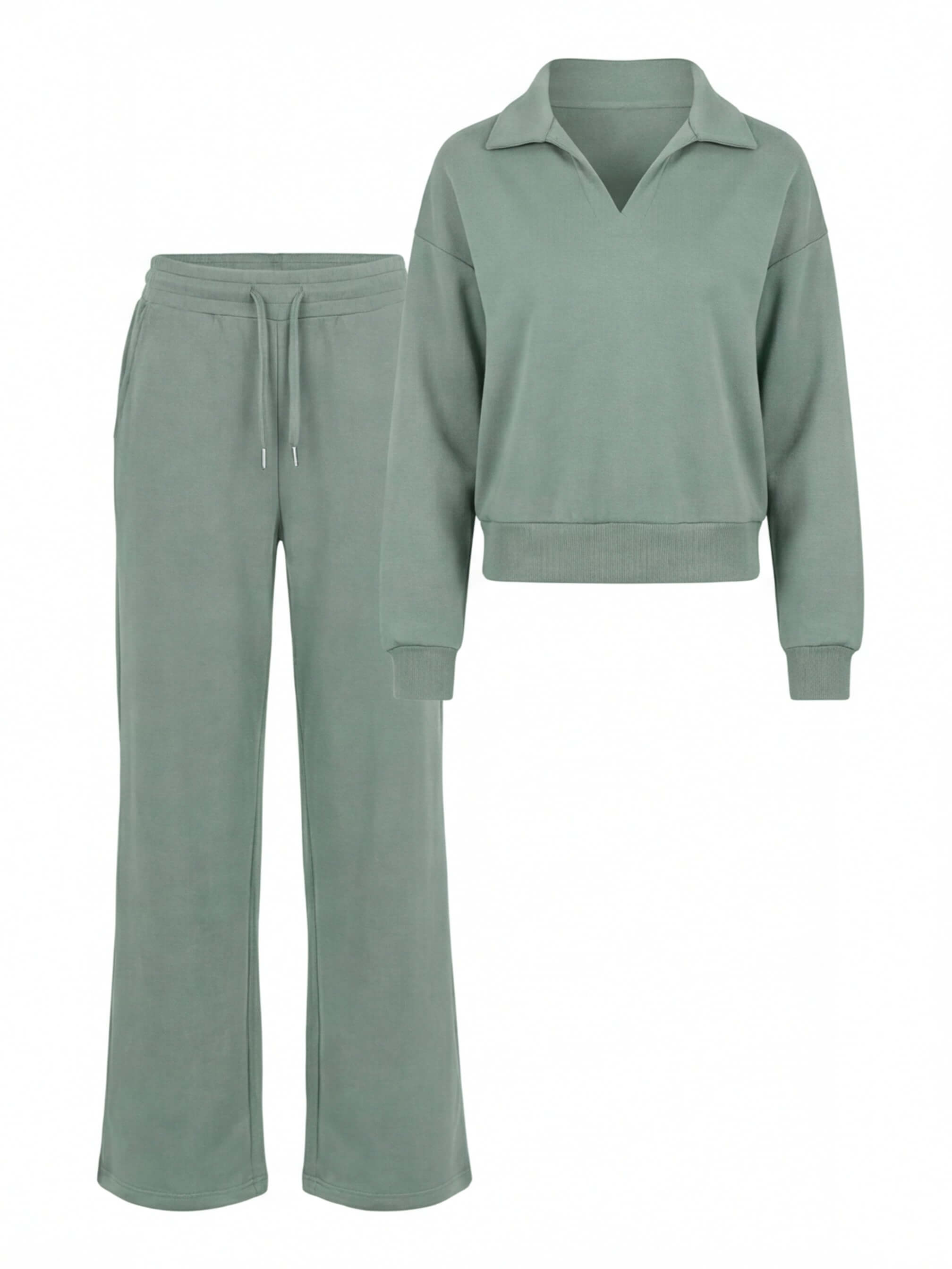 Damen Lounge Set – Weites Sweatshirt & Komfort-Hose mit Kragen
