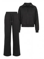 Damen Lounge Set – Weites Sweatshirt & Komfort-Hose mit Kragen