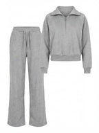 Damen Lounge Set – Weites Sweatshirt & Komfort-Hose mit Kragen