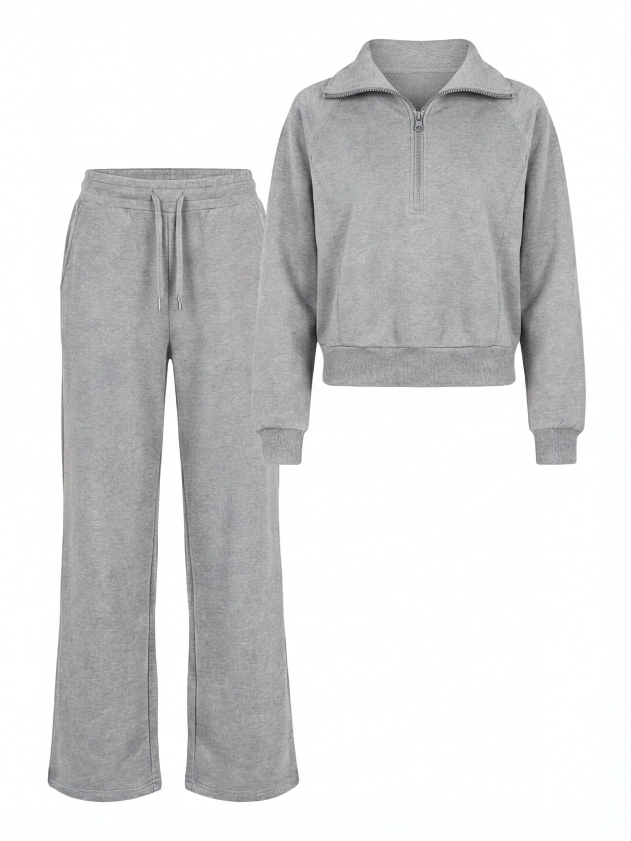 Damen Lounge Set – Weites Sweatshirt & Komfort-Hose mit Kragen