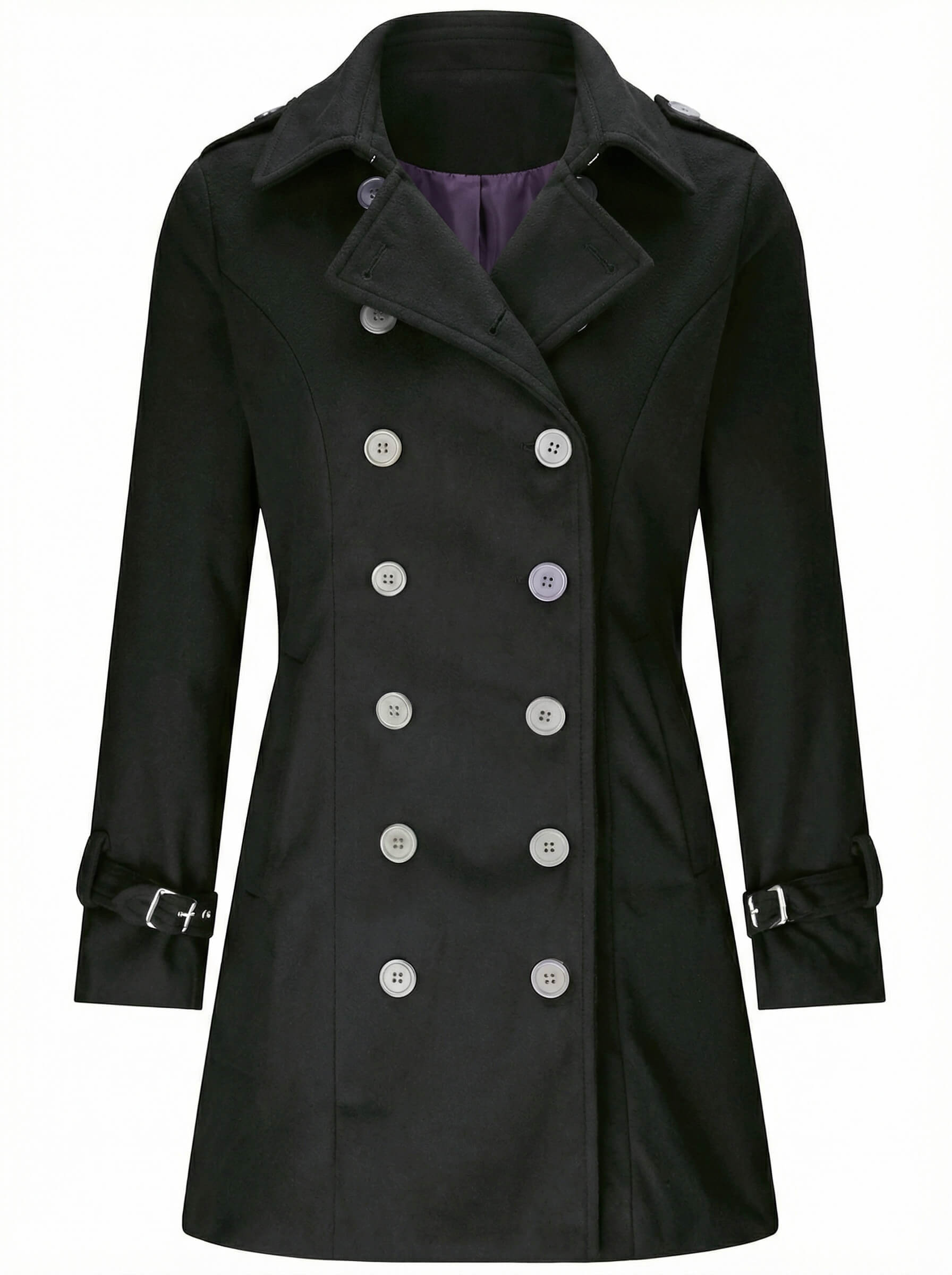 Damen Mantel – Klassischer Zweireihiger Chic Coat