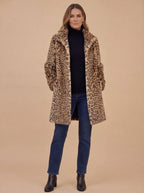 Damen Mantel – Kunstpelz Leopardenmuster Winter Coat