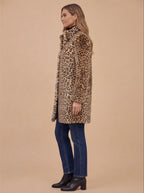 Damen Mantel – Kunstpelz Leopardenmuster Winter Coat