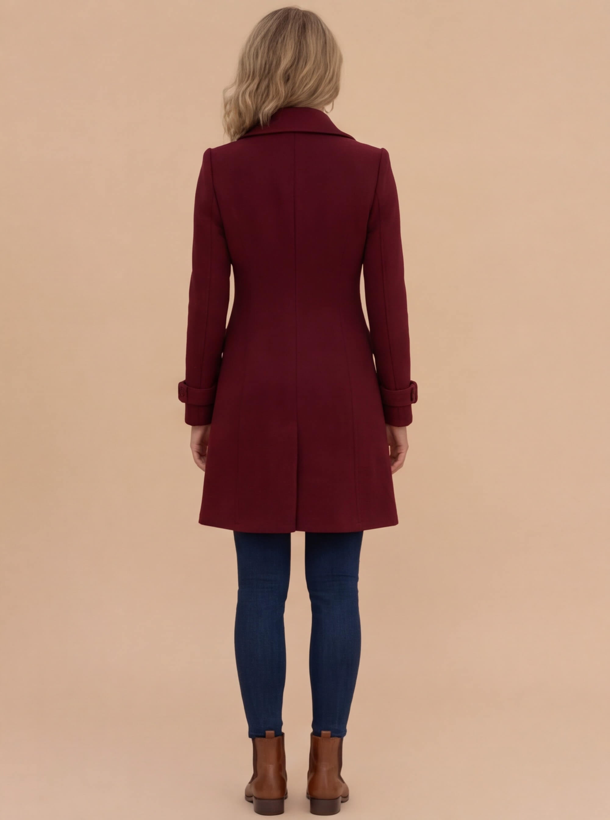 Damen Mantel – Zweireihig, Elegant & Strukturiert