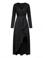 Damen Midi Kleid – Eleganter V-Ausschnitt & Asymmetrischer Saum