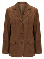 Damen Oversize Blazerjacke – Lässiger Veloursleder-Look