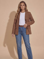 Damen Oversize Blazerjacke – Lässiger Veloursleder-Look