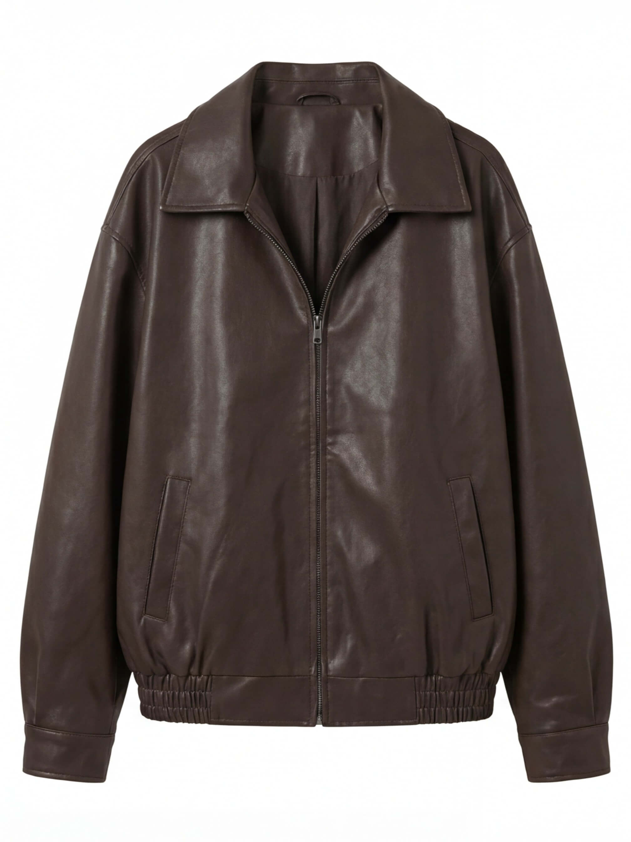 Damen Oversize Lederjacke – Weite PU Bomberjacke im Streetstyle-Look