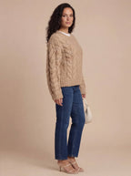 Damen Oversize Strickpullover – Chunky Zopfmuster Kuschelsweater