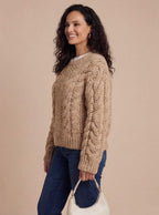 Damen Oversize Strickpullover – Chunky Zopfmuster Kuschelsweater