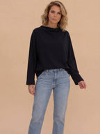Damen Oversize Sweatshirt – Minimalistischer Stehkragen Pullover