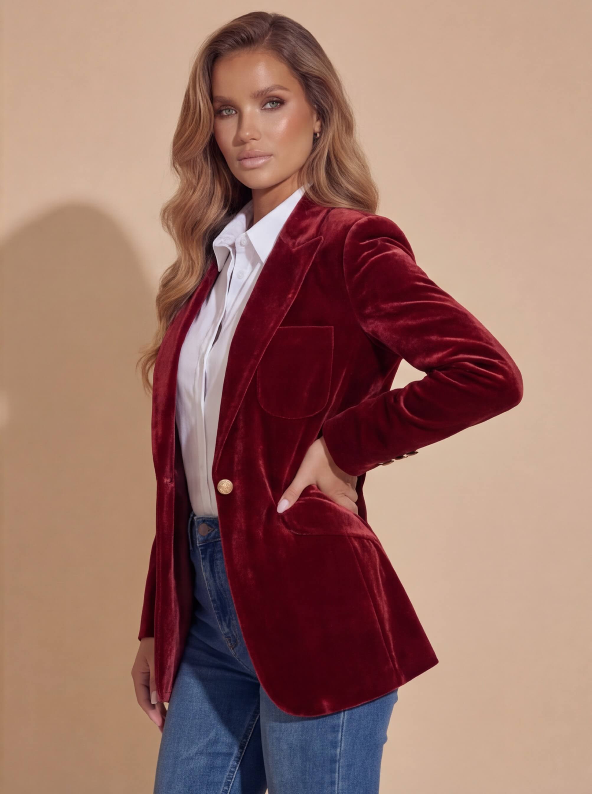 Damen Samtblazer – Modern, edel & zeitlos