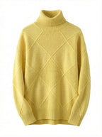 Damen Rollkragenpullover – Weicher Strukturstrick mit Rautenoptik