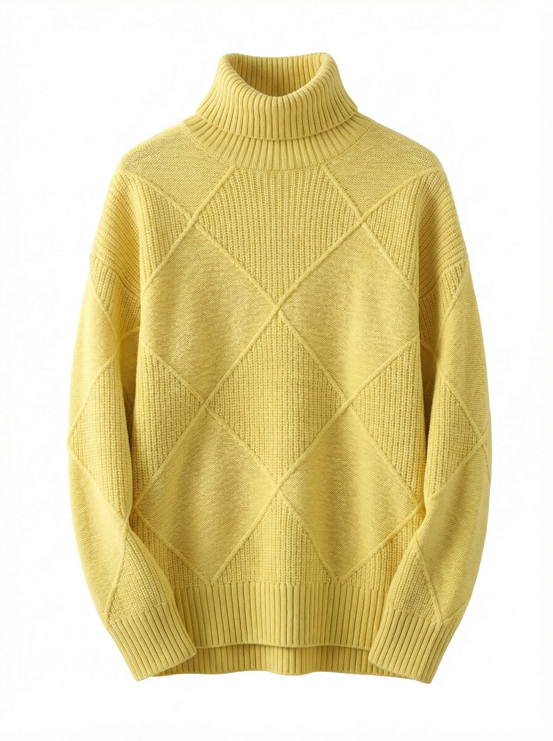 Damen Rollkragenpullover – Weicher Strukturstrick mit Rautenoptik