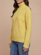 Damen Rollkragenpullover – Weicher Strukturstrick mit Rautenoptik