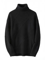 Damen Rollkragenpullover – Weicher Strukturstrick mit Rautenoptik
