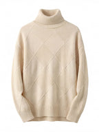Damen Rollkragenpullover – Weicher Strukturstrick mit Rautenoptik
