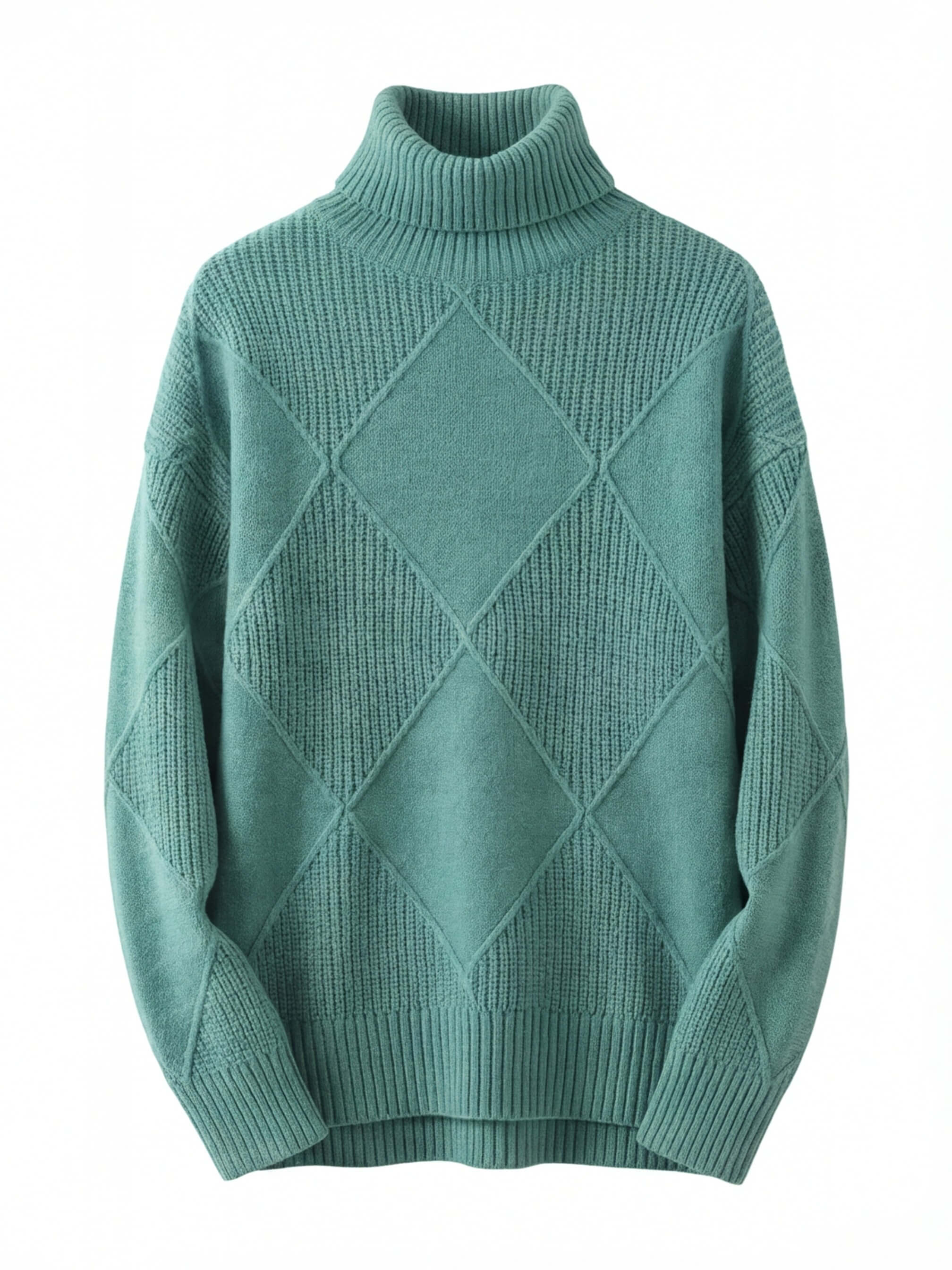 Damen Rollkragenpullover – Weicher Strukturstrick mit Rautenoptik