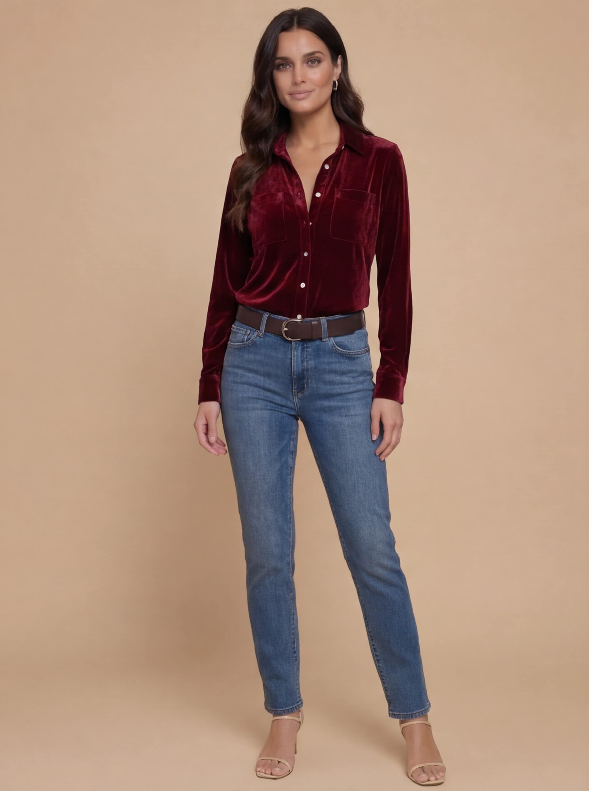 Damen Samtbluse – Eleganter Look mit weichem Velvet-Finish